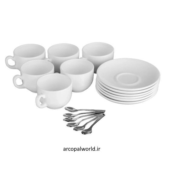 سرویس فنجان و نعلبکی 18 پارچه قاشق دار دینو